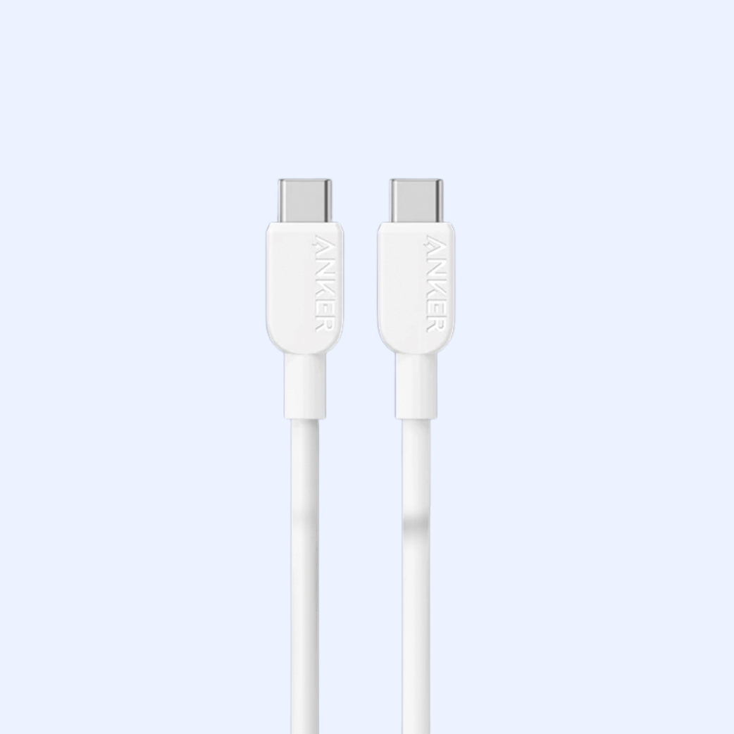 Anker USB-C to USB-C Cable 3 ft 60W braided White A81D5H21